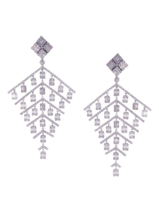 AdornA Jewelry - 454 Round Diamonds 18k White Gold Chandelier Earrings